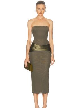 Alex Perry strapless satin drape dress